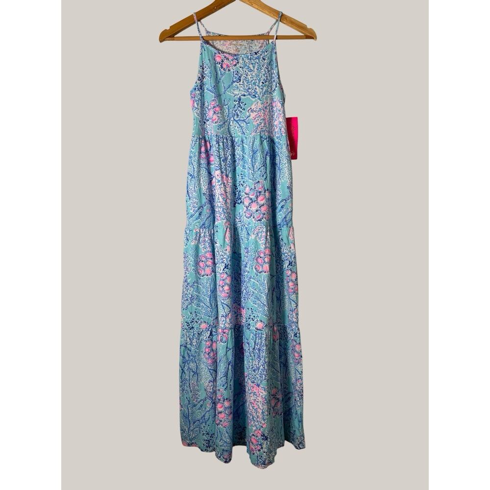 NWT Lilly Pulitzer Girls Harleigh Maxi Dress Size XL (12-14) Tropical Print